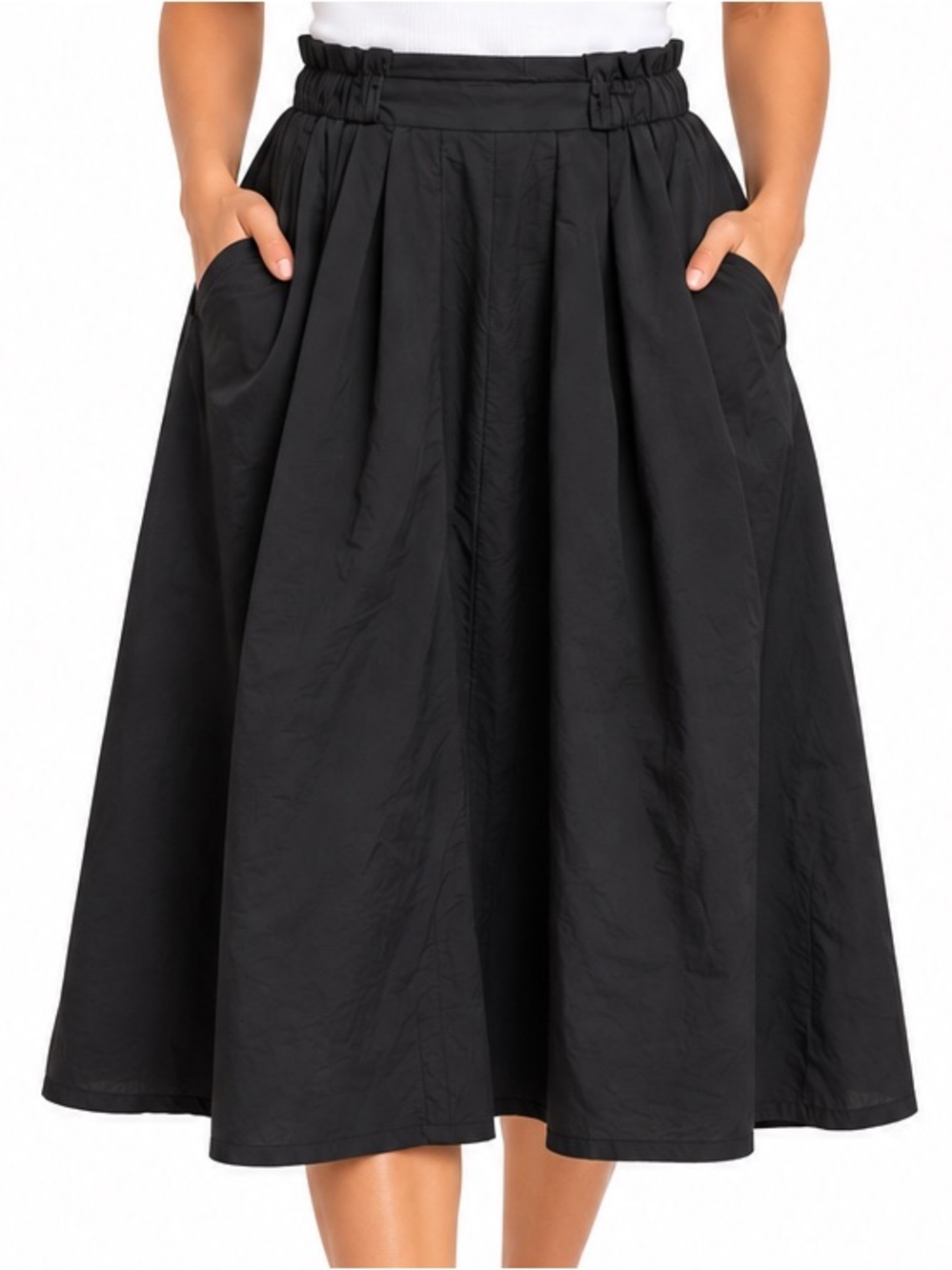 Maggie Barnes Black Midi Skirt Women’s Size X-Large High Waist A-Line Pockets